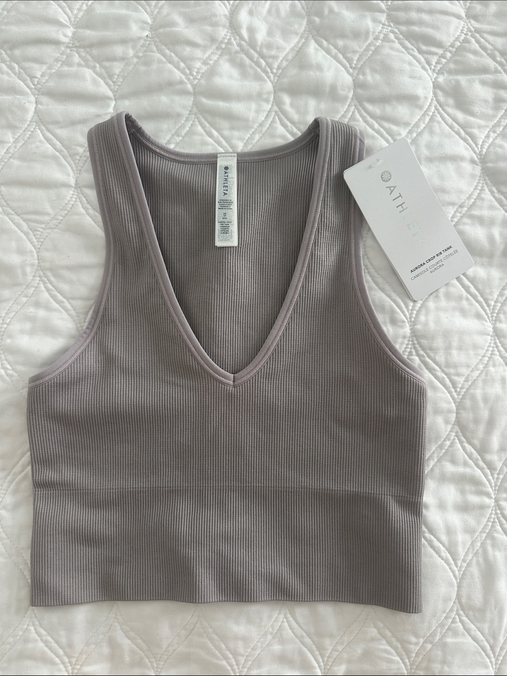 Athleta Aurora Ribbed Tank Crop - lavender/taupe